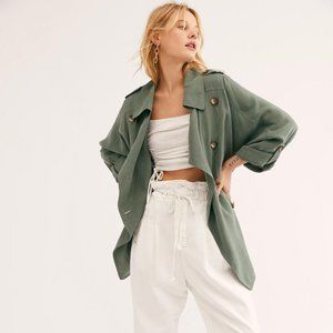 Free People Lea Cupro Jacket in Green